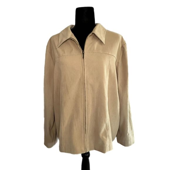 Croft & Barrow Women's Tan Zip-up Jacket, XL, Pre-owned - Picture 1 of 7
